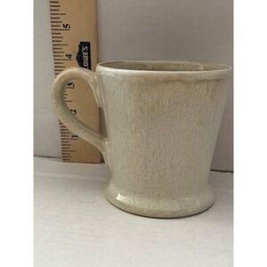 JCPenney Home Tan Cream Reactive Glaze Stoneware Coffee Mug Pedestal Base 4in